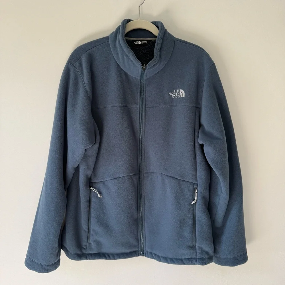 The North Face Glacier Full Zip Fleece Jacket Blue Mens Large Zip Pockets
